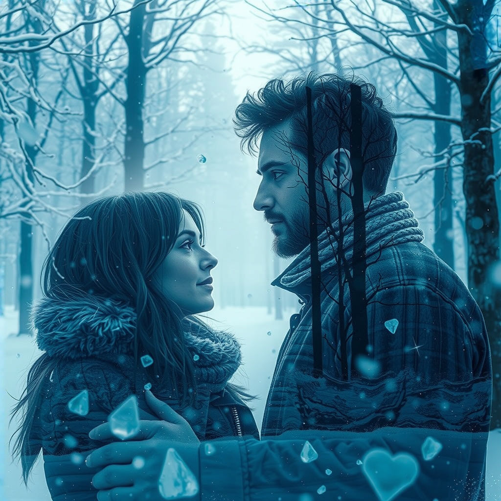 Ethereal Winter Scene in Crystalline Hues