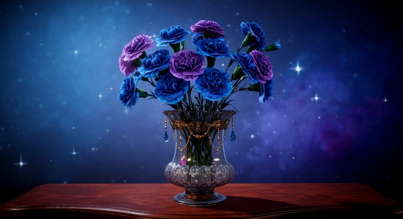 Blue and Purple Carnations Fantasy Concept Art
