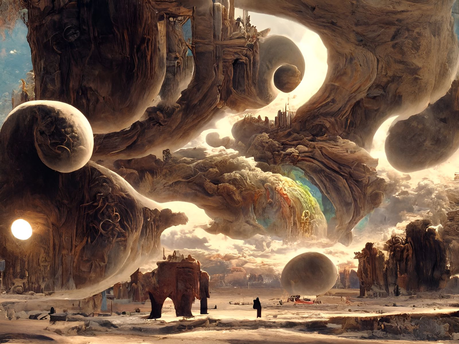 Surreal Celestial Phenomenon in Fantasy Landscape