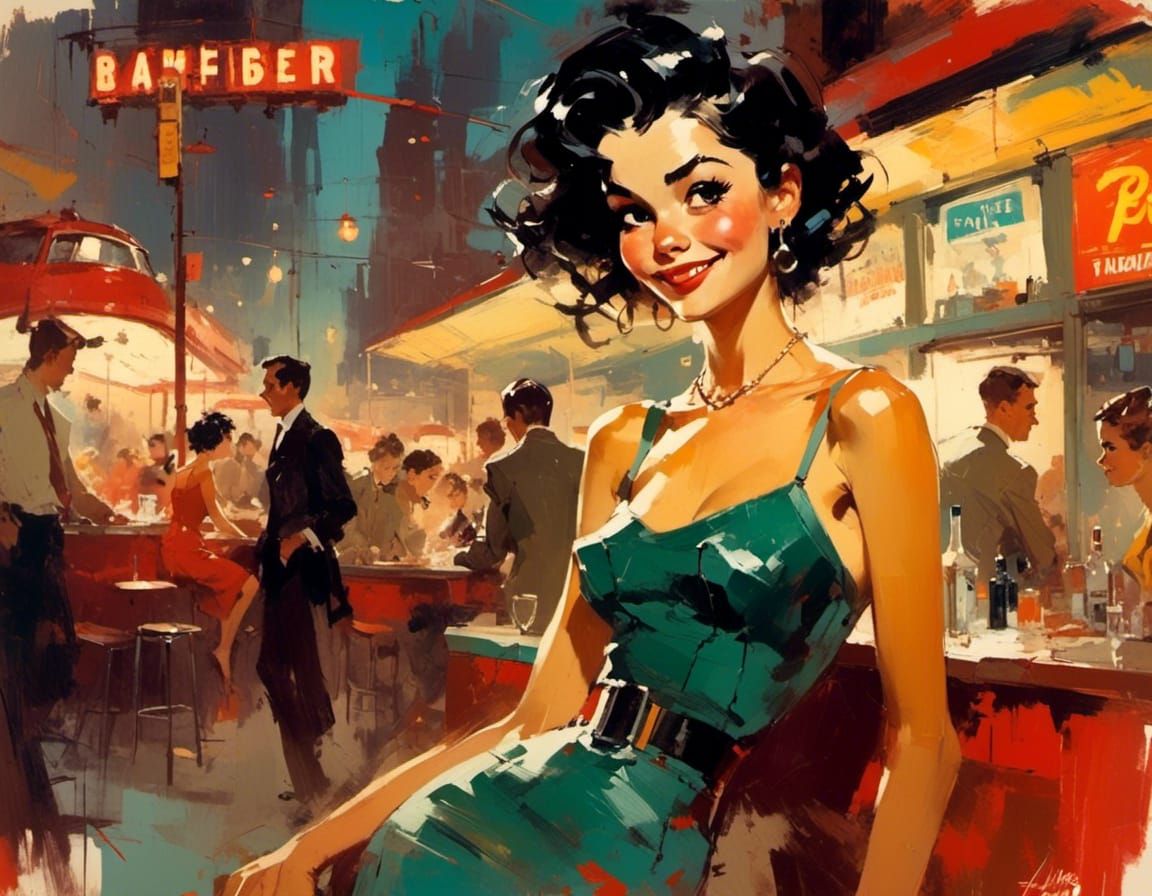 Retrofuturistic Betty Boop Pin-Up Portrait