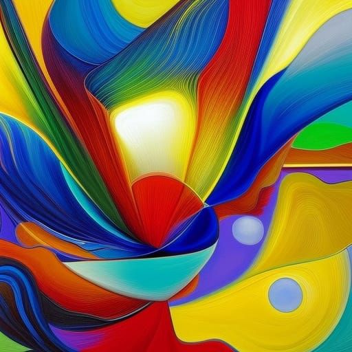 Abstract Bauhaus Painting in Triadic Colors