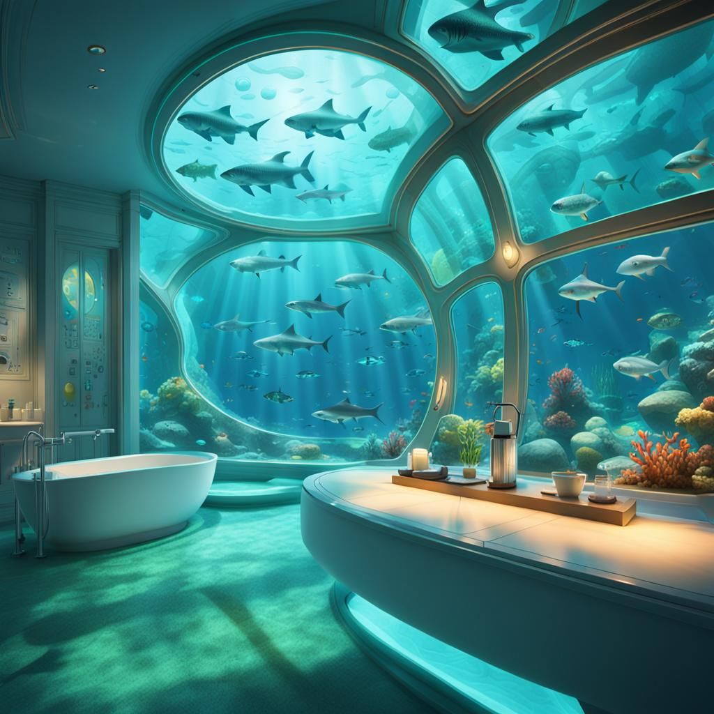Underwater Futuristic Bathroom Concept Art