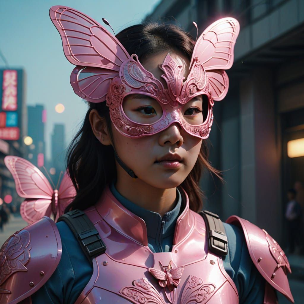 North Korean Soldier in Pink Butterfly Armor