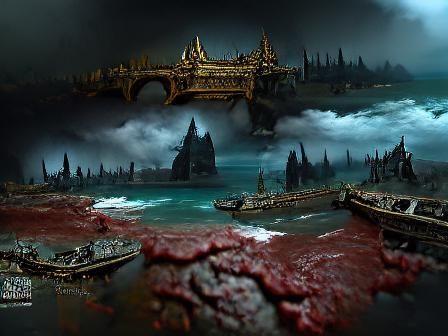 Sinister Blood Sea Atlantis Painting
