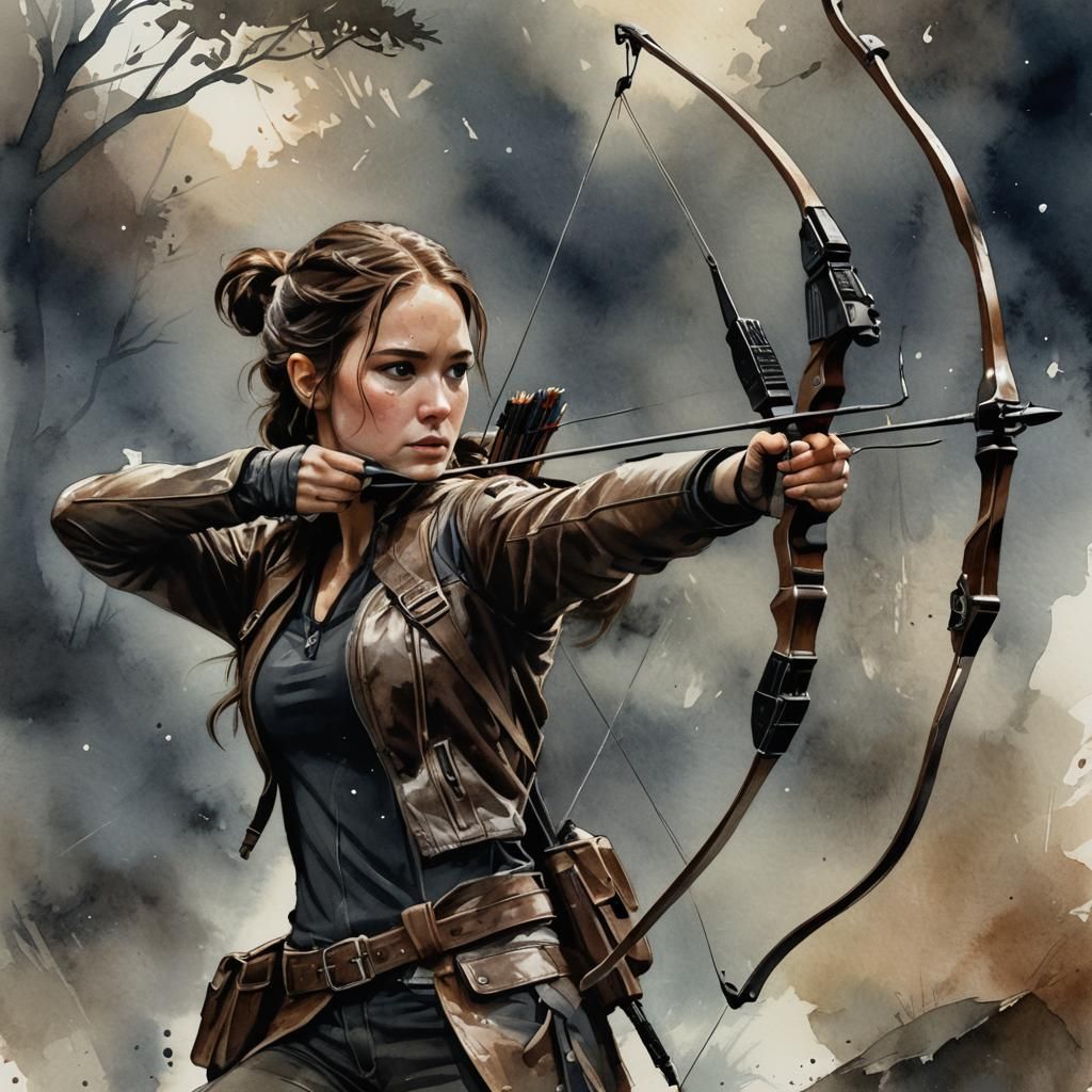 Girl with Crossbow: Watercolour Matte Painting