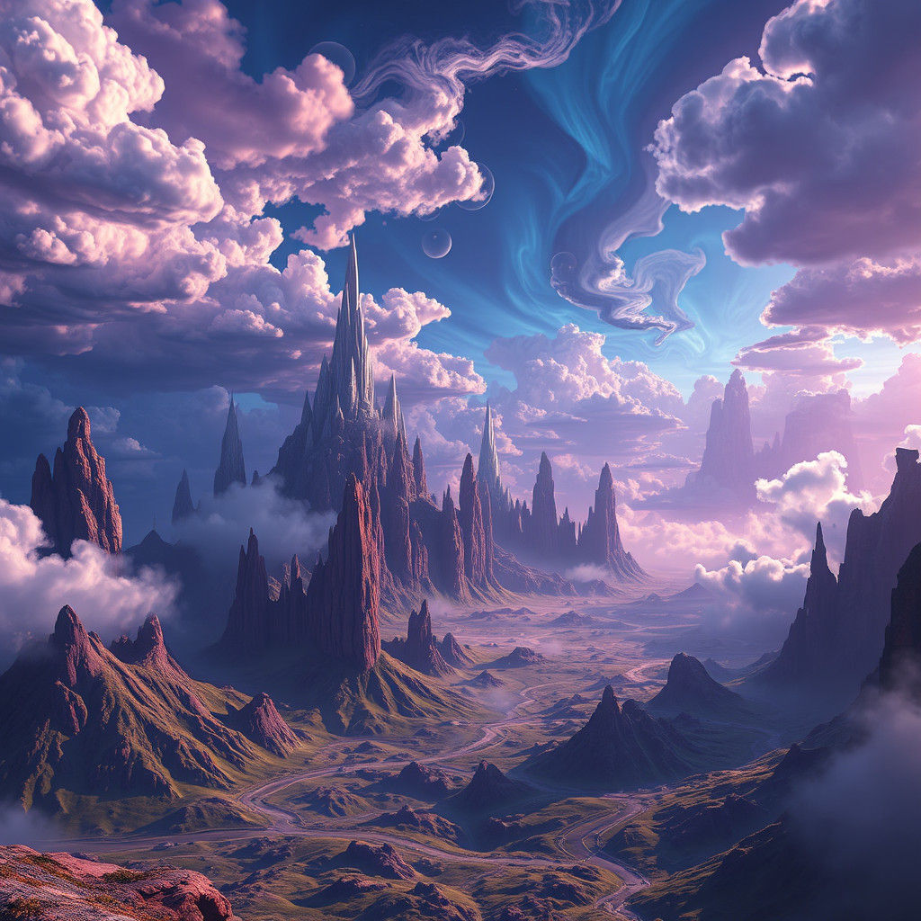 Mystical Realm with Crystalline Spires in 8K