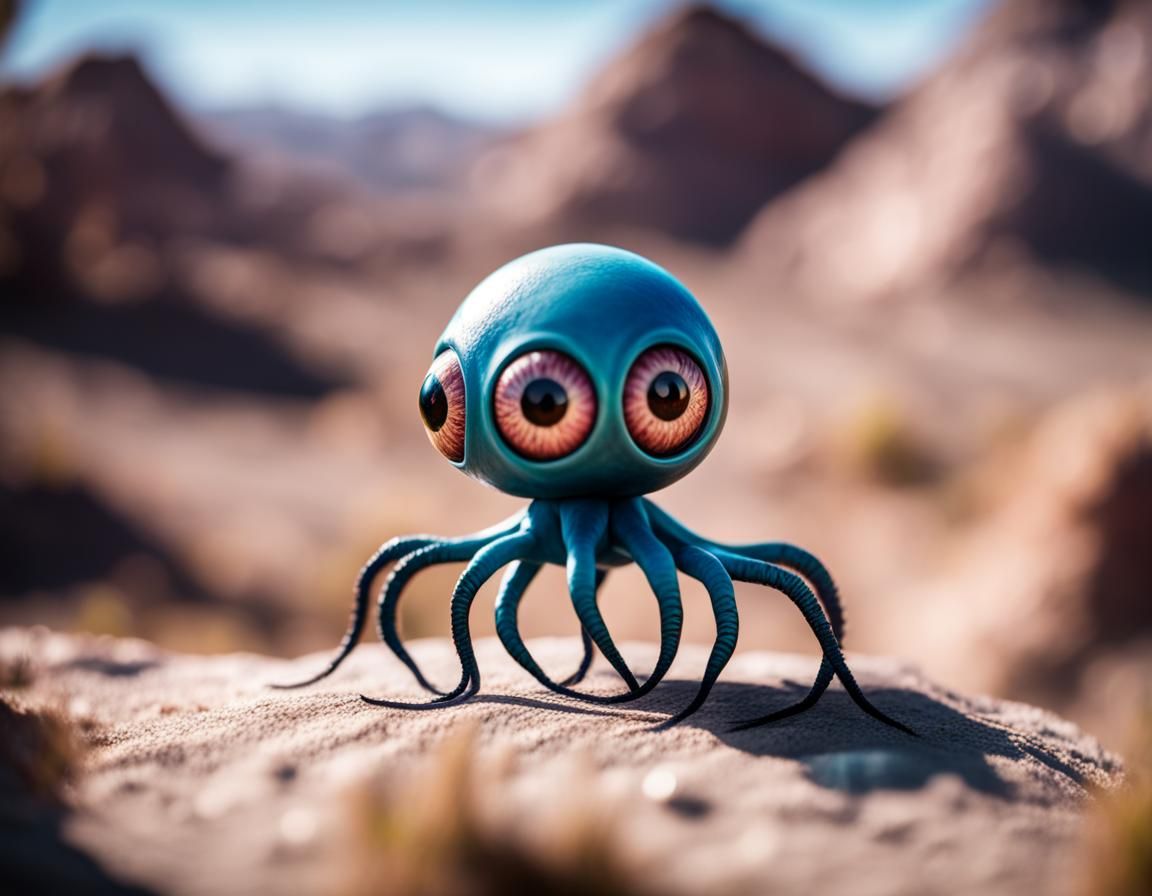Alien Eyeball Creature Posing in Alien Landscape