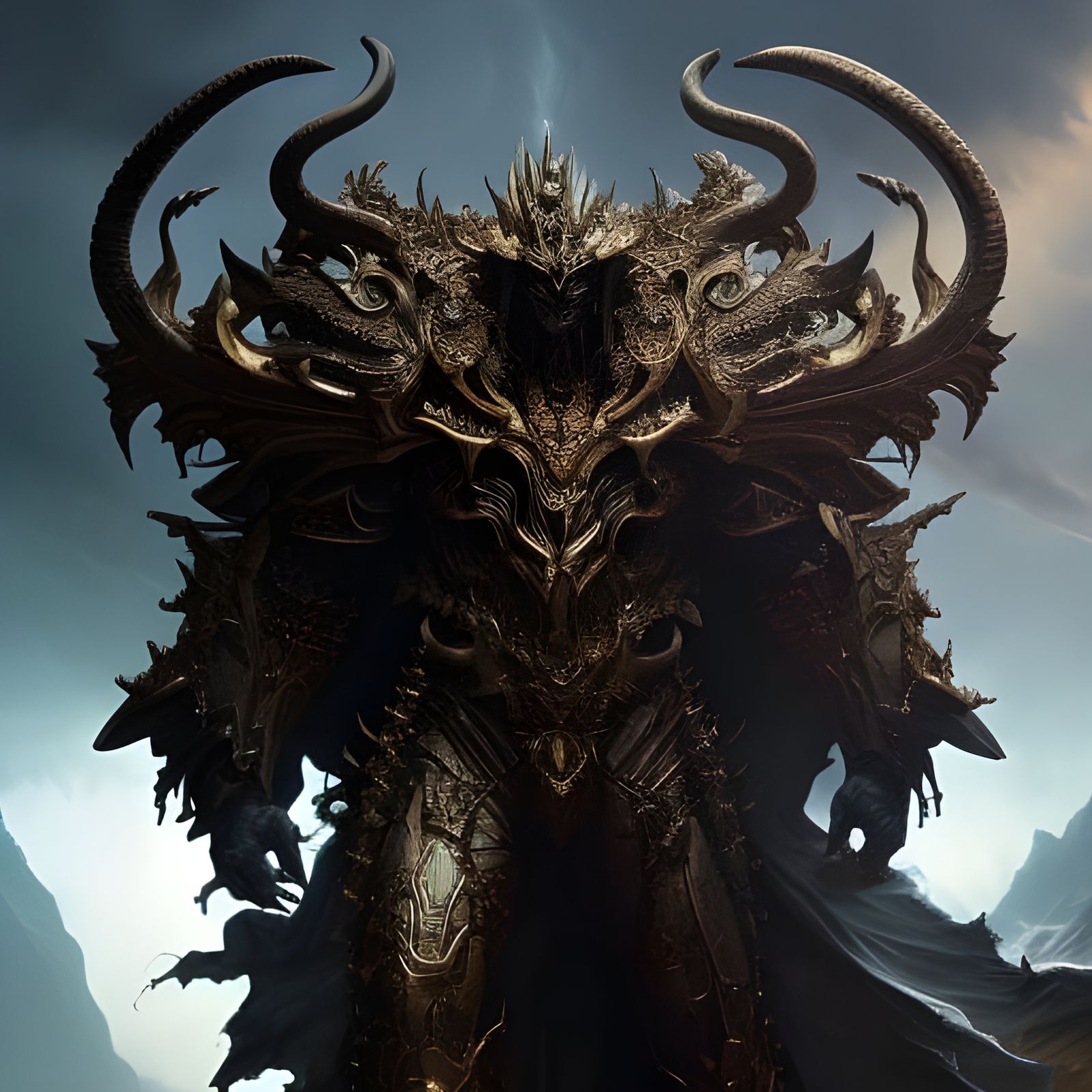 Majestic Demon Portrait in Ornate Armor
