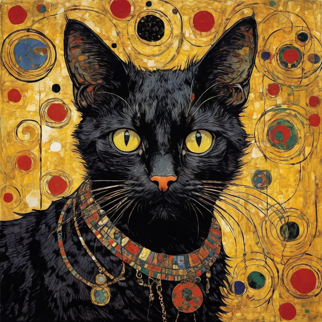 Gothic Cat in Style of Viennese Art