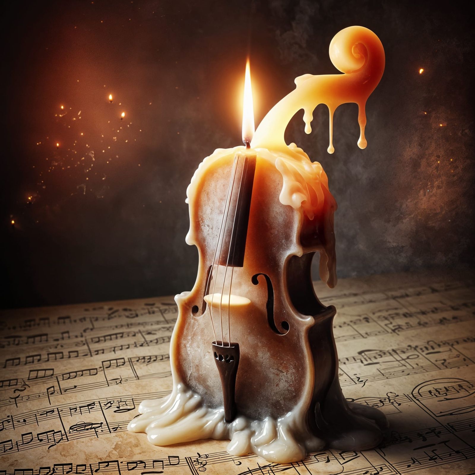 Cello Candle with Treble Clef Flame