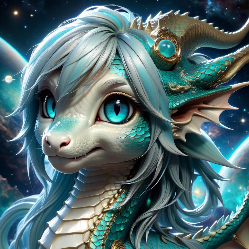 Adorable Uranus Dragon with Hyper-Detailed Eyes