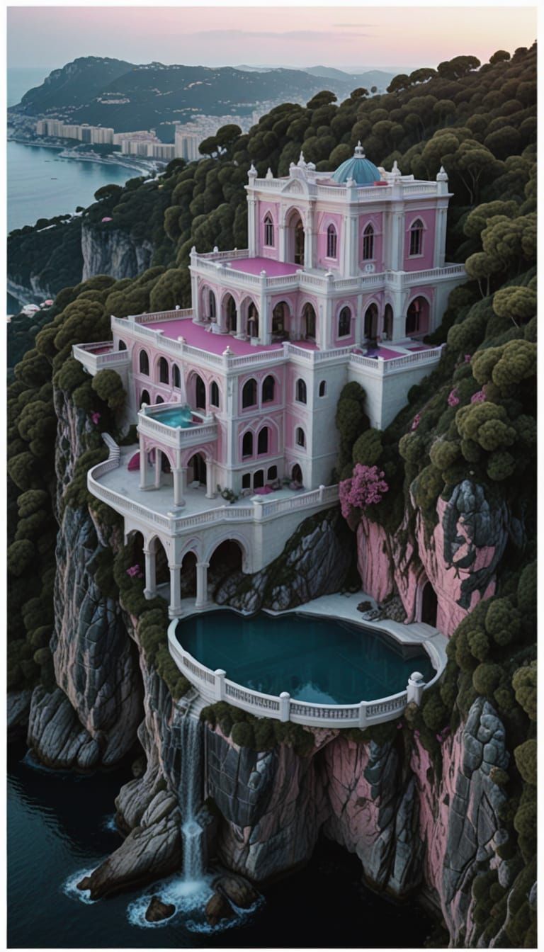 Ethereal Elven Chateau in Monaco's Cliffside