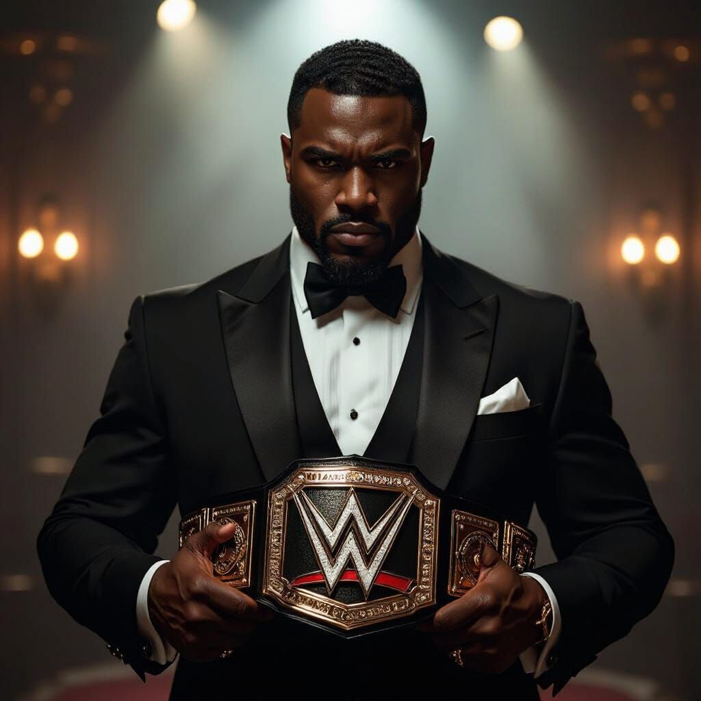Black Gangster Victorious with Championship Wrestling Belt