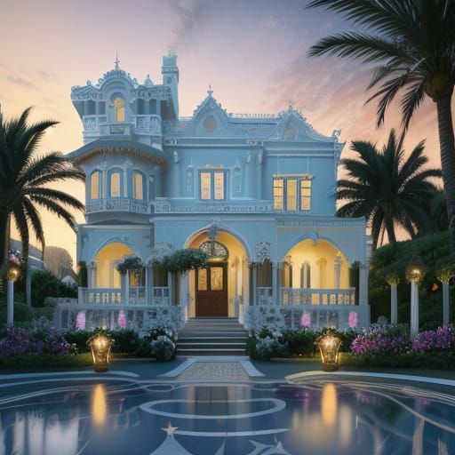 Surreal Art Nouveau Shooting Star Mural in a Multicolor Flow...