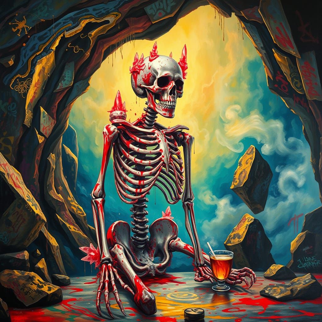 Mystical Sots Art Cave Scene with Hidden Object