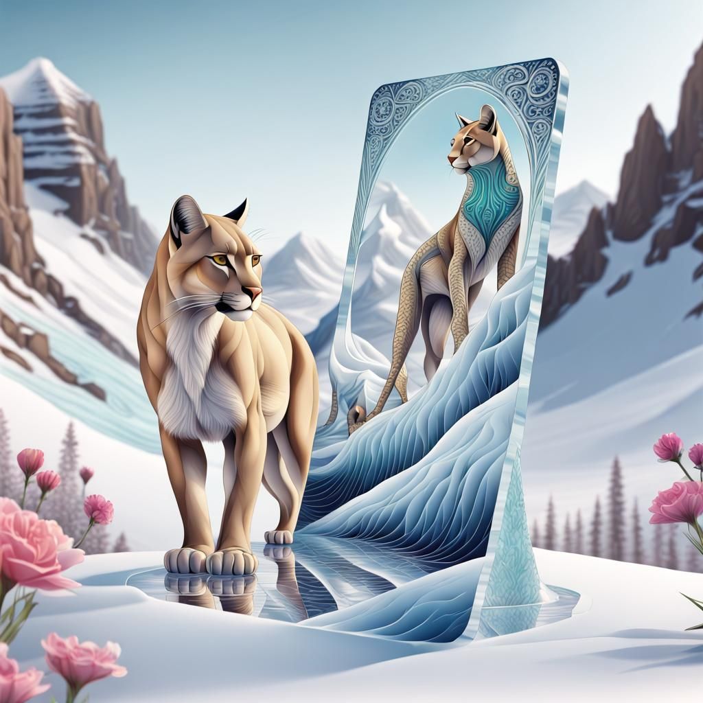 Minimalist 3D Tarot Card with Puma and Egyptian