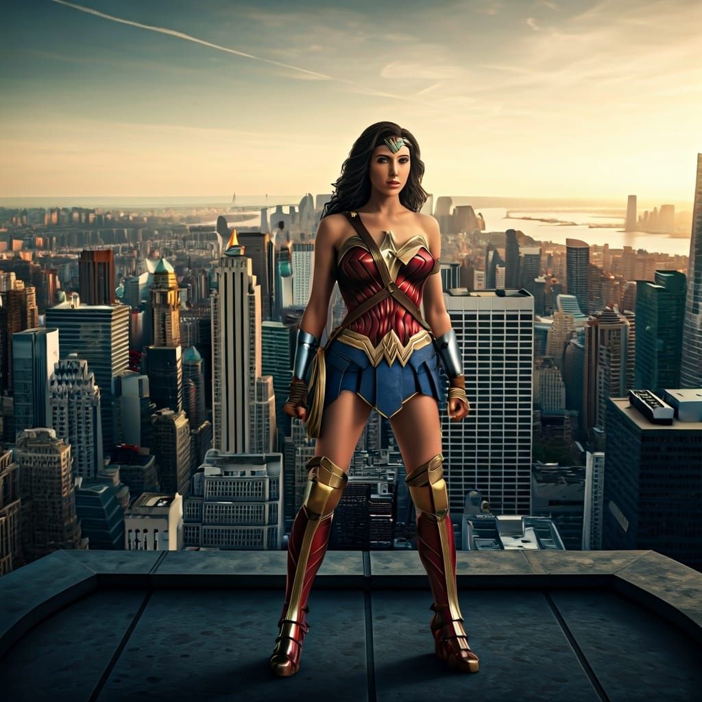 Wonder Woman Heroic Sunrise Over New York City