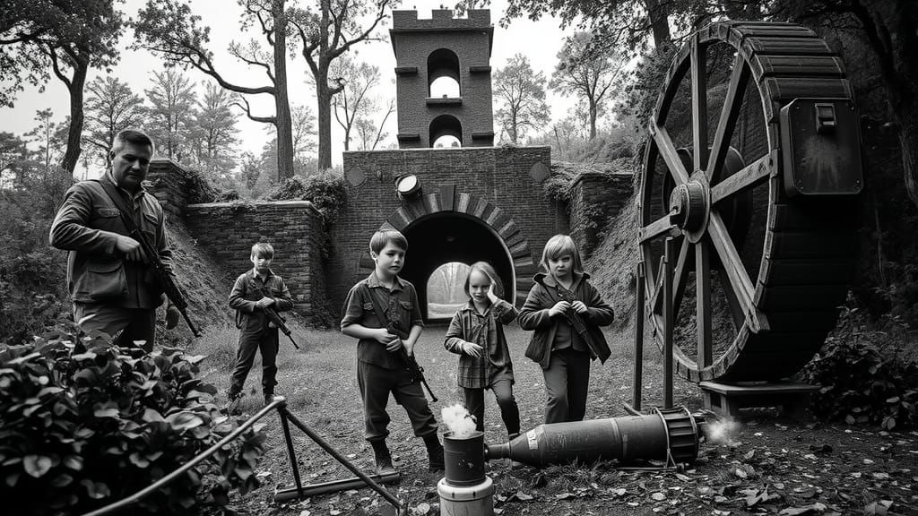 Coal Mine Entrance: Nostalgic Black and White Scene