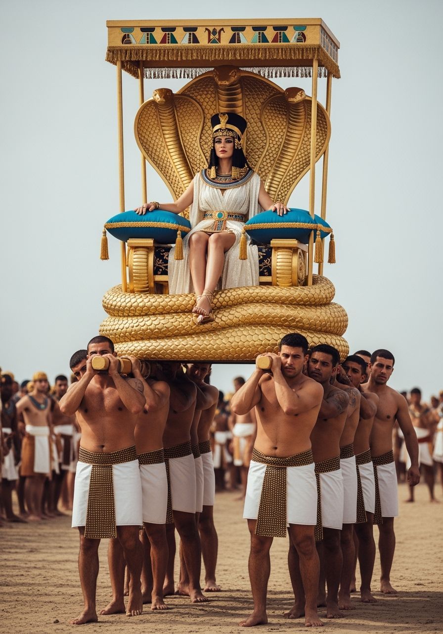 Egyptian Queen on Throne, Professional Photography Style