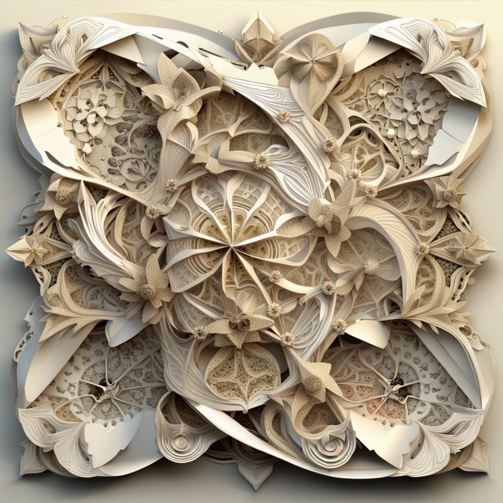 Intricate Clockwork Origami Fractal Design