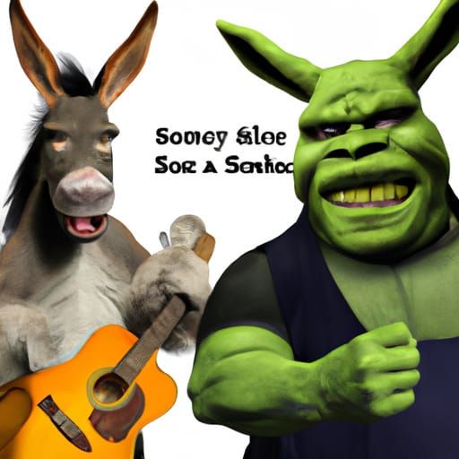 Shrek and Donkey in Death Metal Band