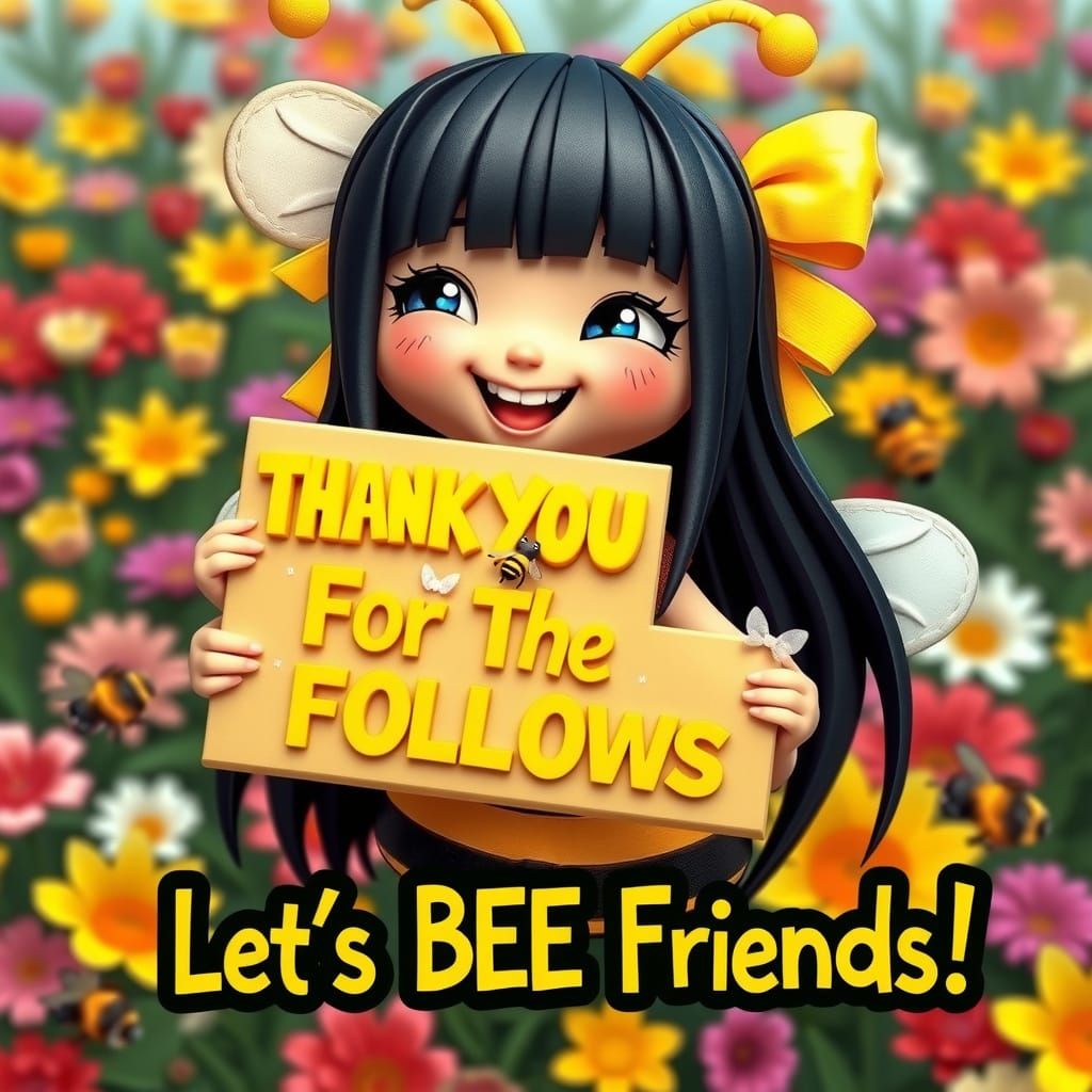 Whimsical Bumblebee Girl in Origami Style