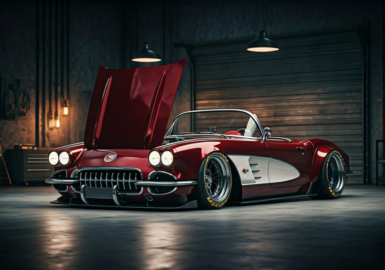 Vintage Garage Corvette Speedster in Dark Wine Red