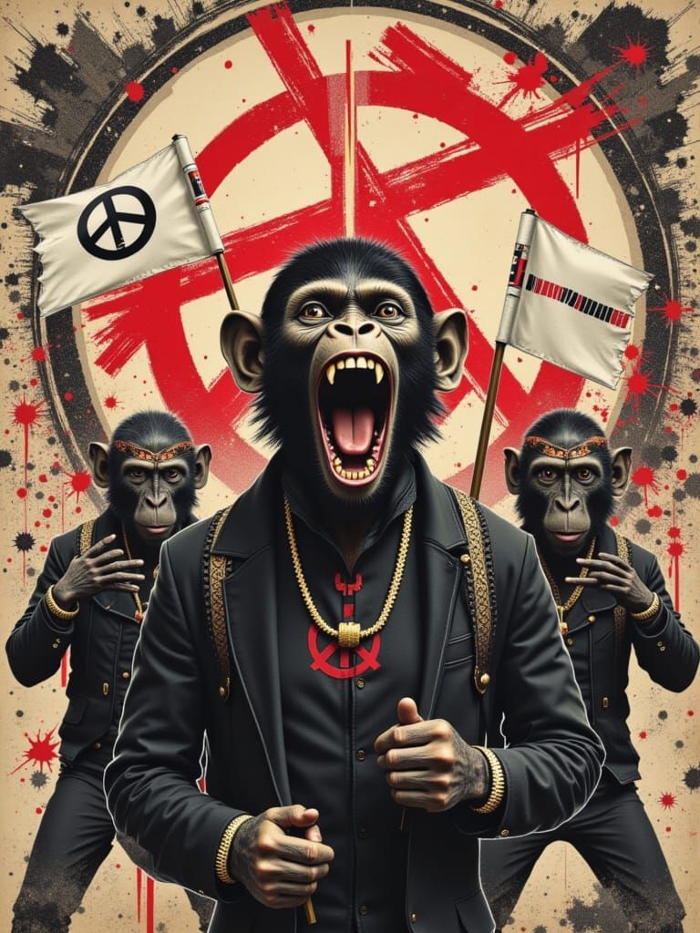 rise of the rebel apes <lora:CAM EraTricks:1.0> <lora:BARCOD...