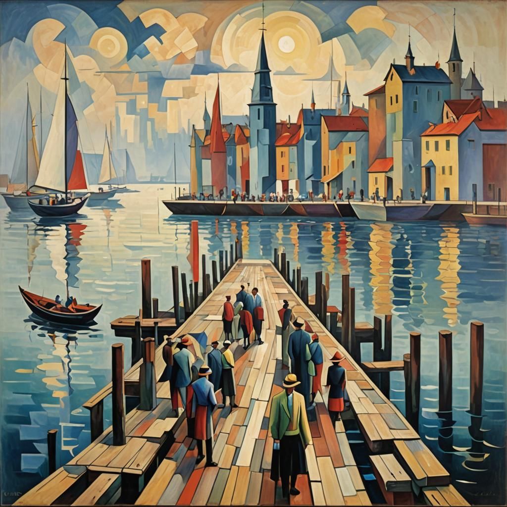 Abstract Cubist Dock on the Bay