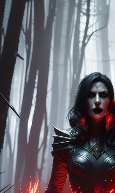 Vampire with Bloody Face, Detailed Fantasy Art