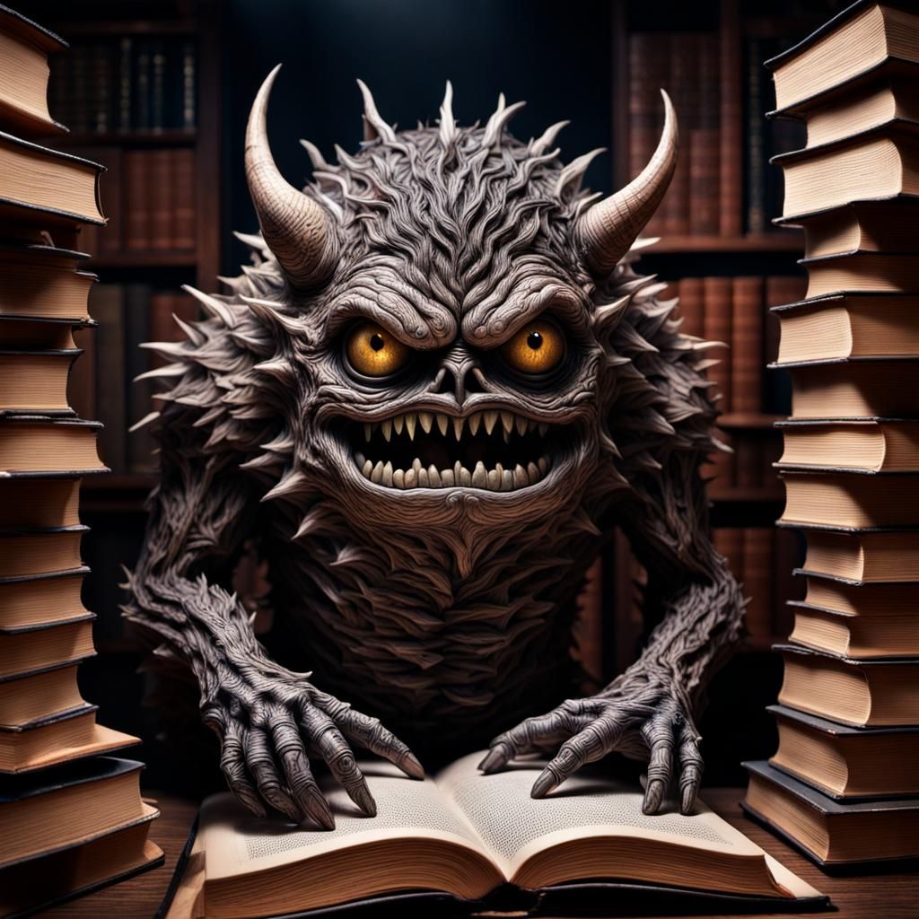 Hyperrealistic Book Monster in High Definition