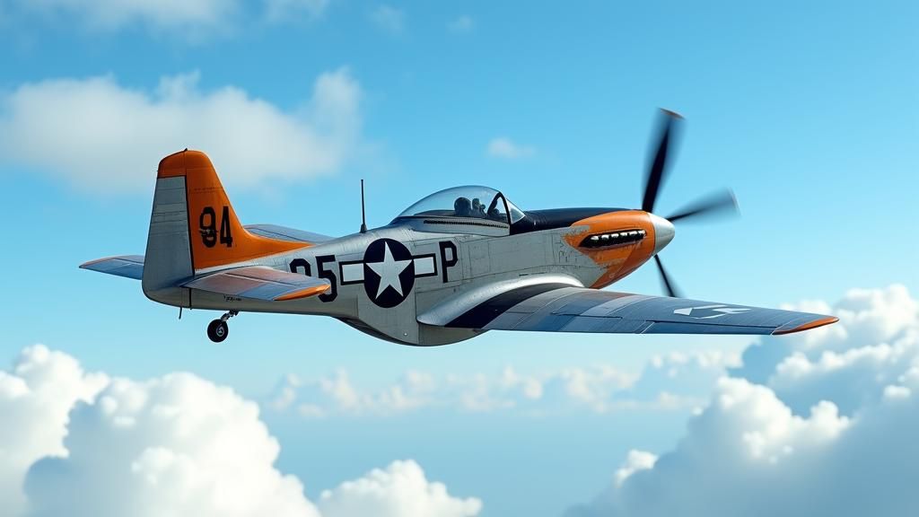 P-51 Mustang Soaring in a Blue Sky