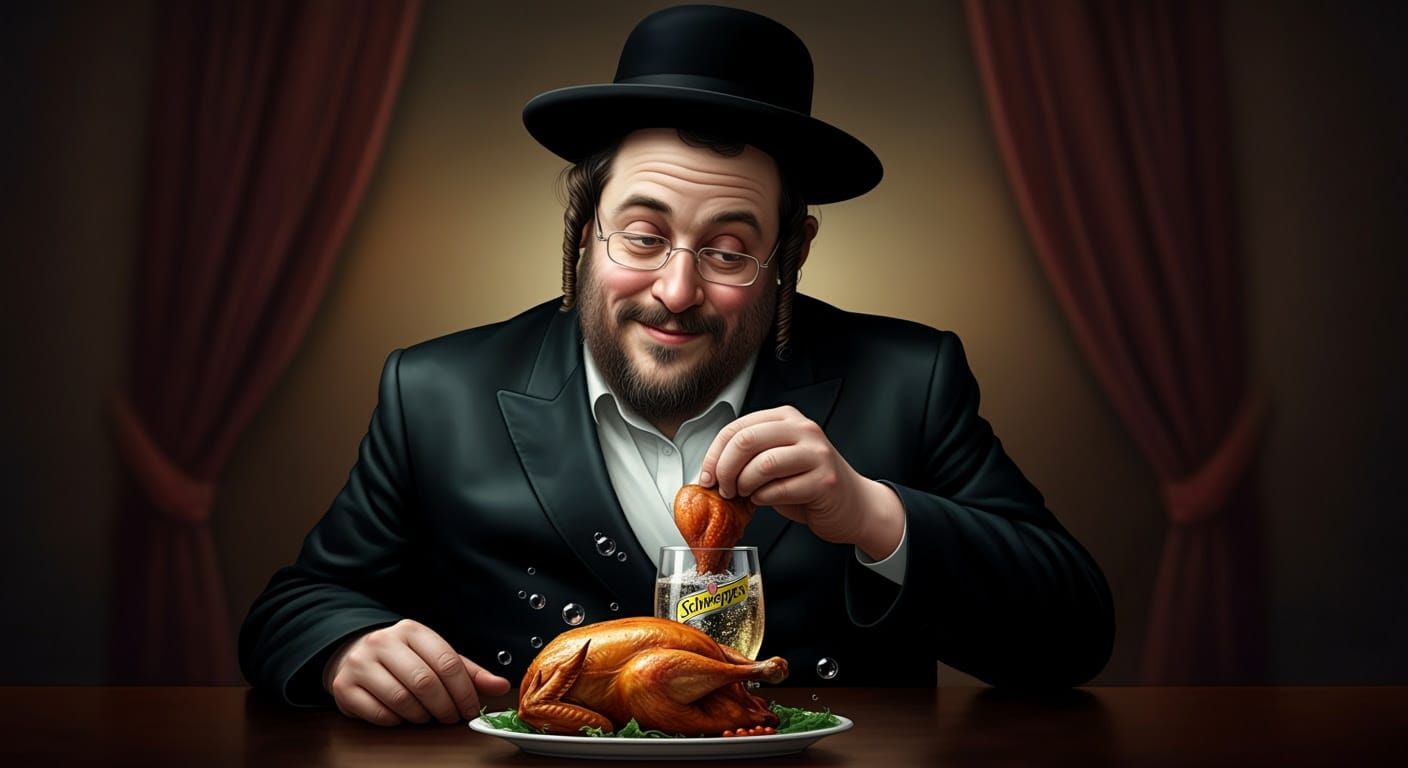 Hasidic Gentleman's Wine Tasting Whimsy in Comic Style