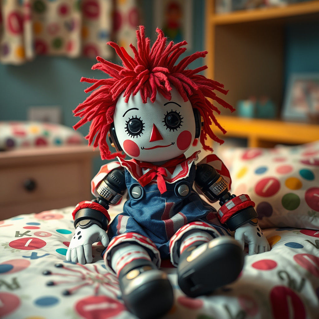Cyberpunk Raggedy Ann Robot Doll