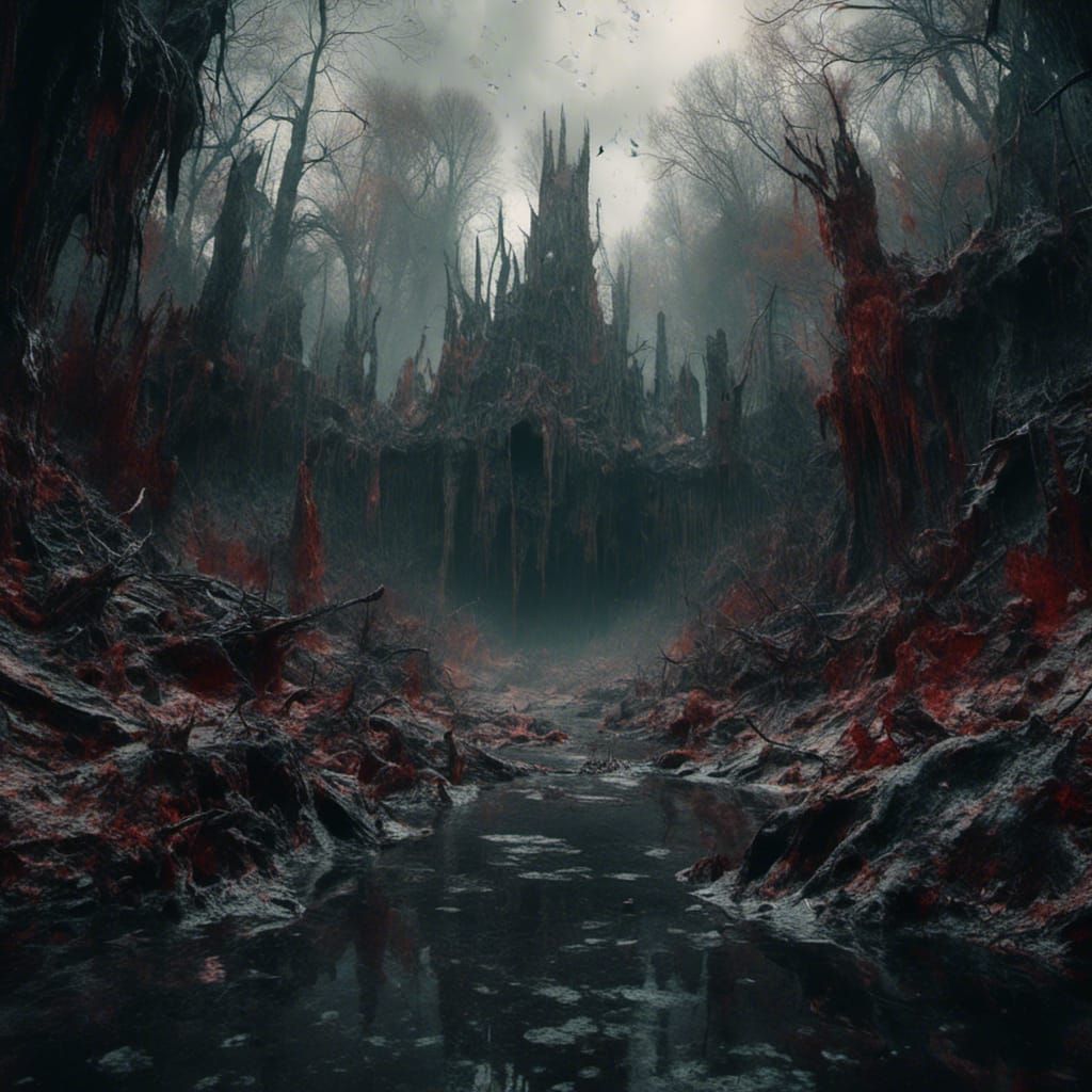 Creepy Black and White Horror Ink Creation