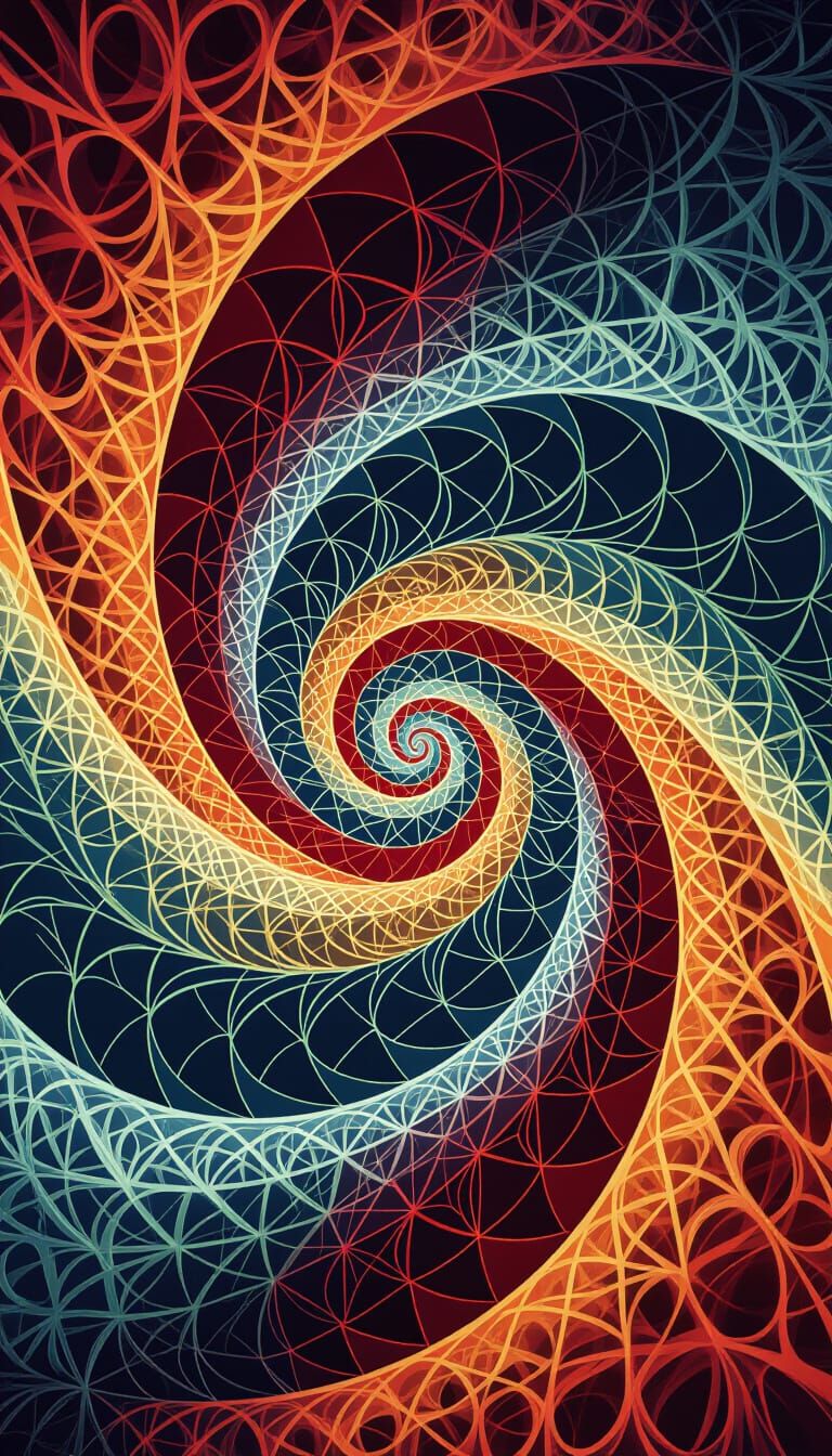 Abstract Vortex with Intricate Fractal Zentangle Designs