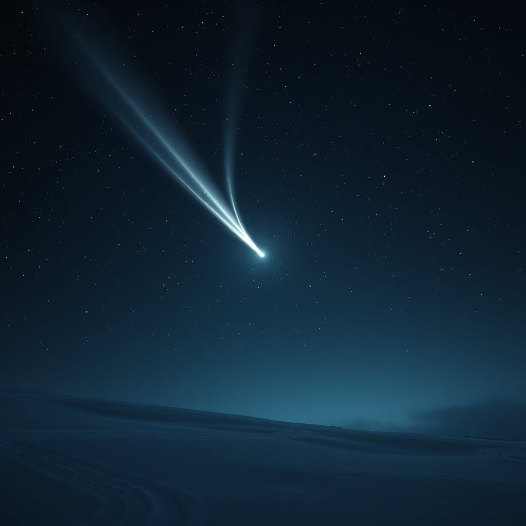 Celestial Comet Blazes Across Winter Night Sky