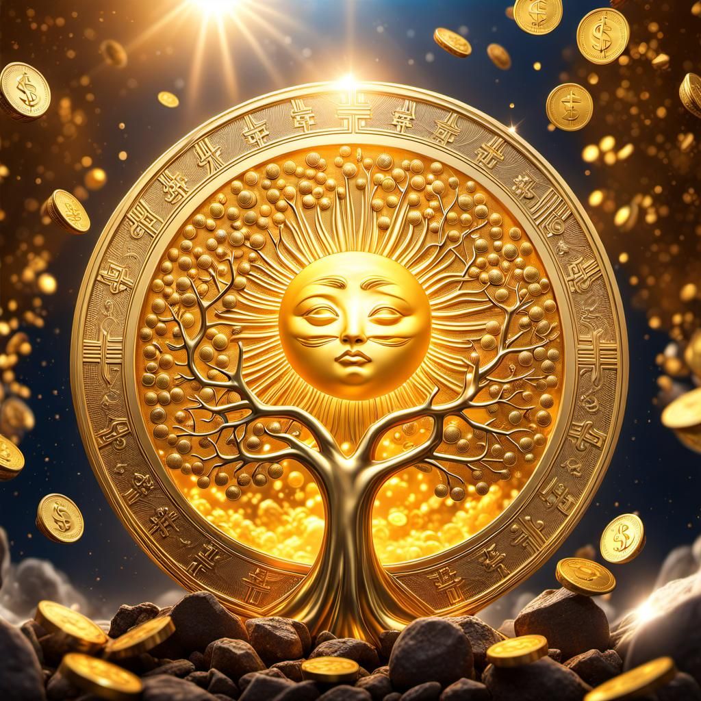 Golden Tree with Overflowing Gold Coins