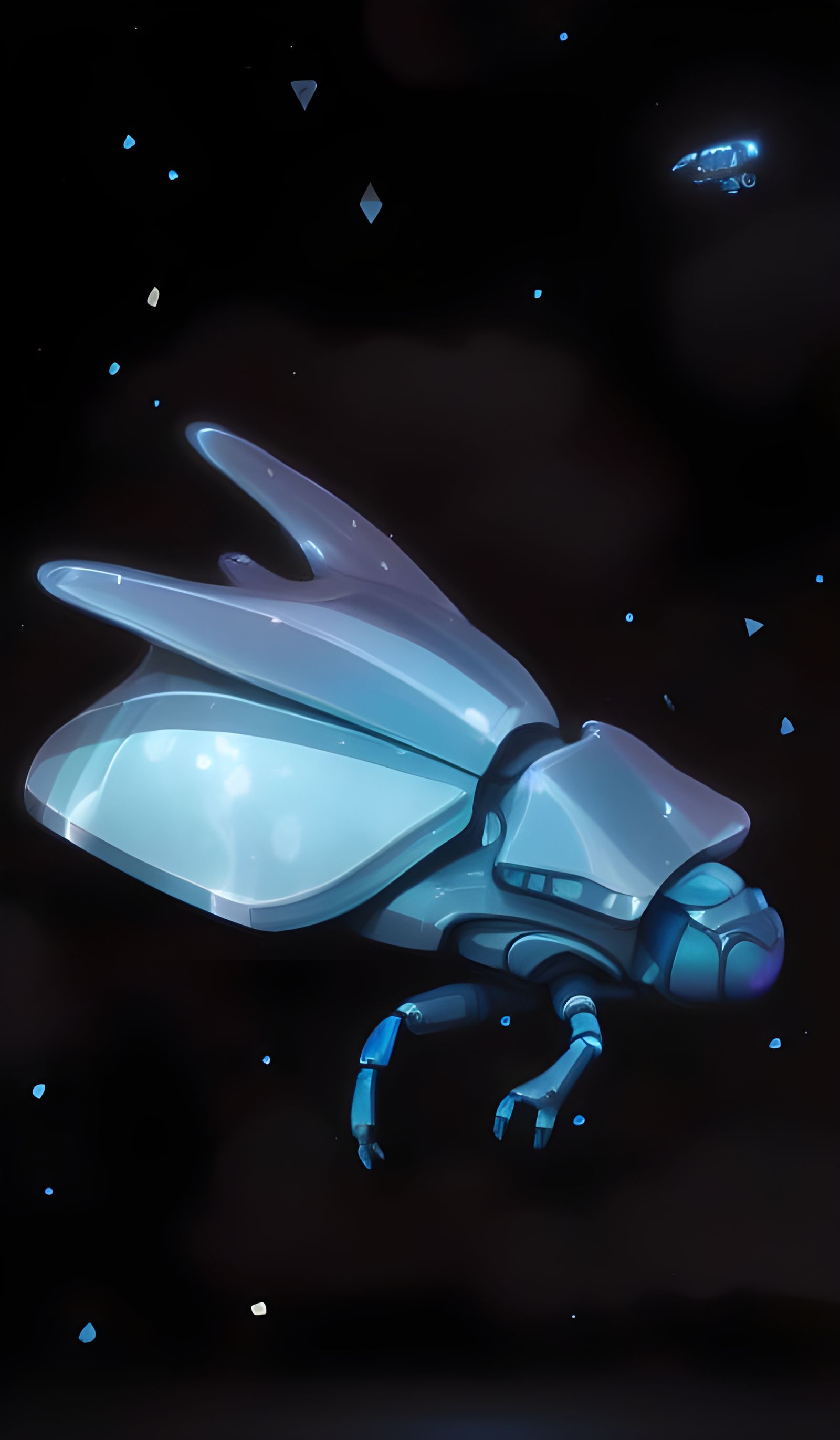 Beetle Spaceship in Deep Space: Digital Illustration