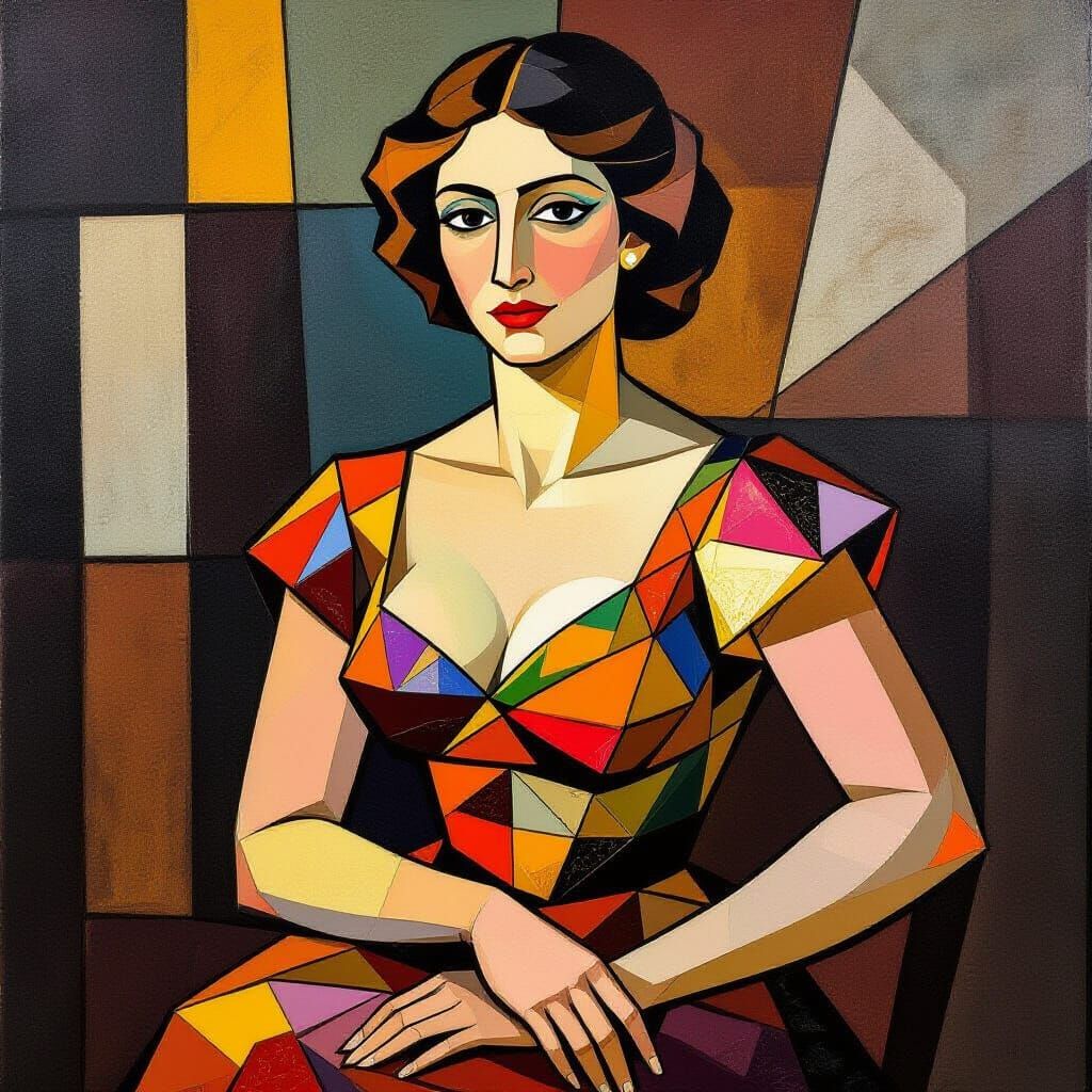 Cubist Woman Portrait in Style of Juan Gris