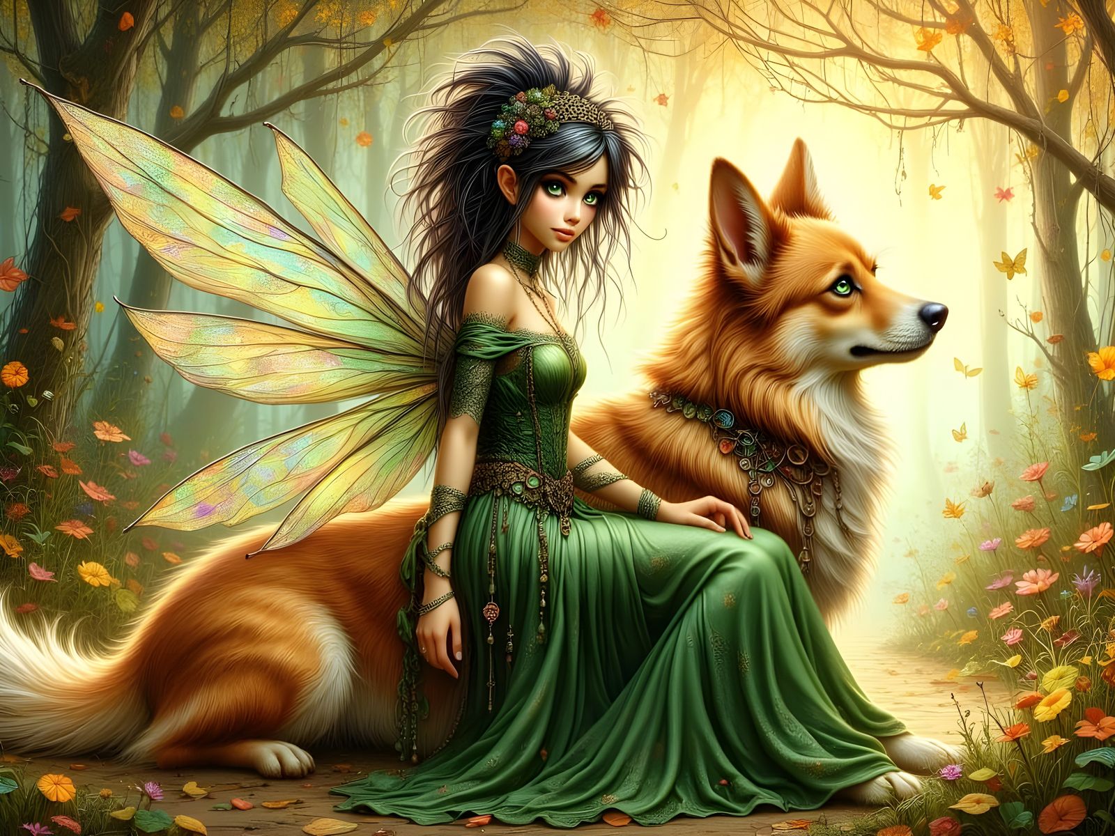 Ethereal Faerie Queen on Majestic Pembroke Welsh Corgi