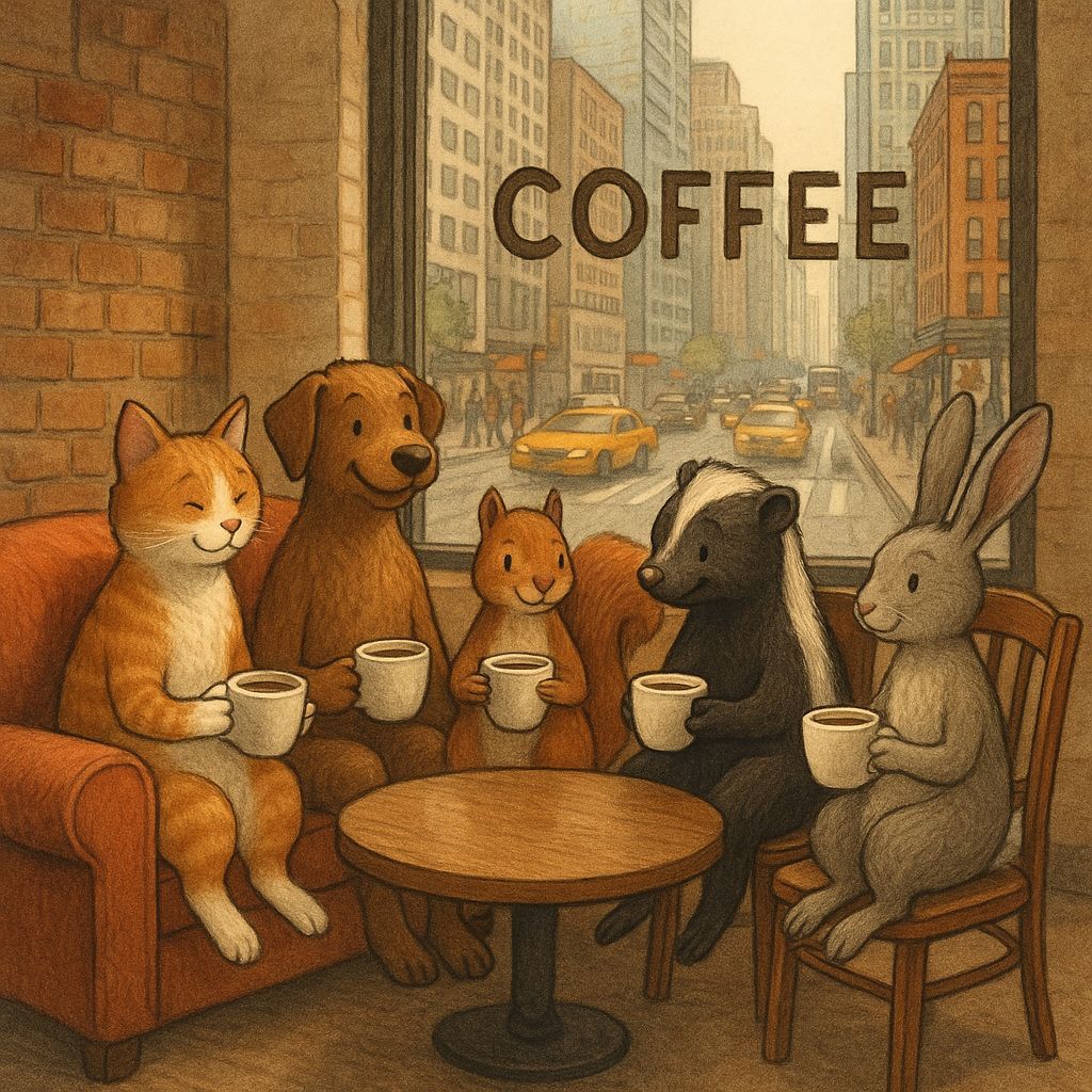Animals Enjoying Coffee in New York City