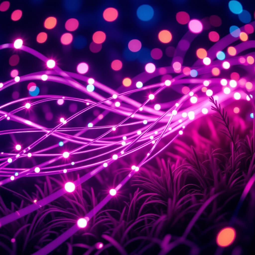 Hot Pink Fiber Optics with Bokeh in Neon Futurism Style