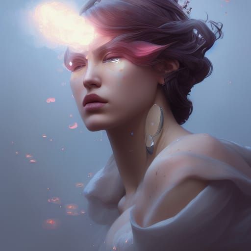 Blind Goddess Portrait in Art Nouveau Style