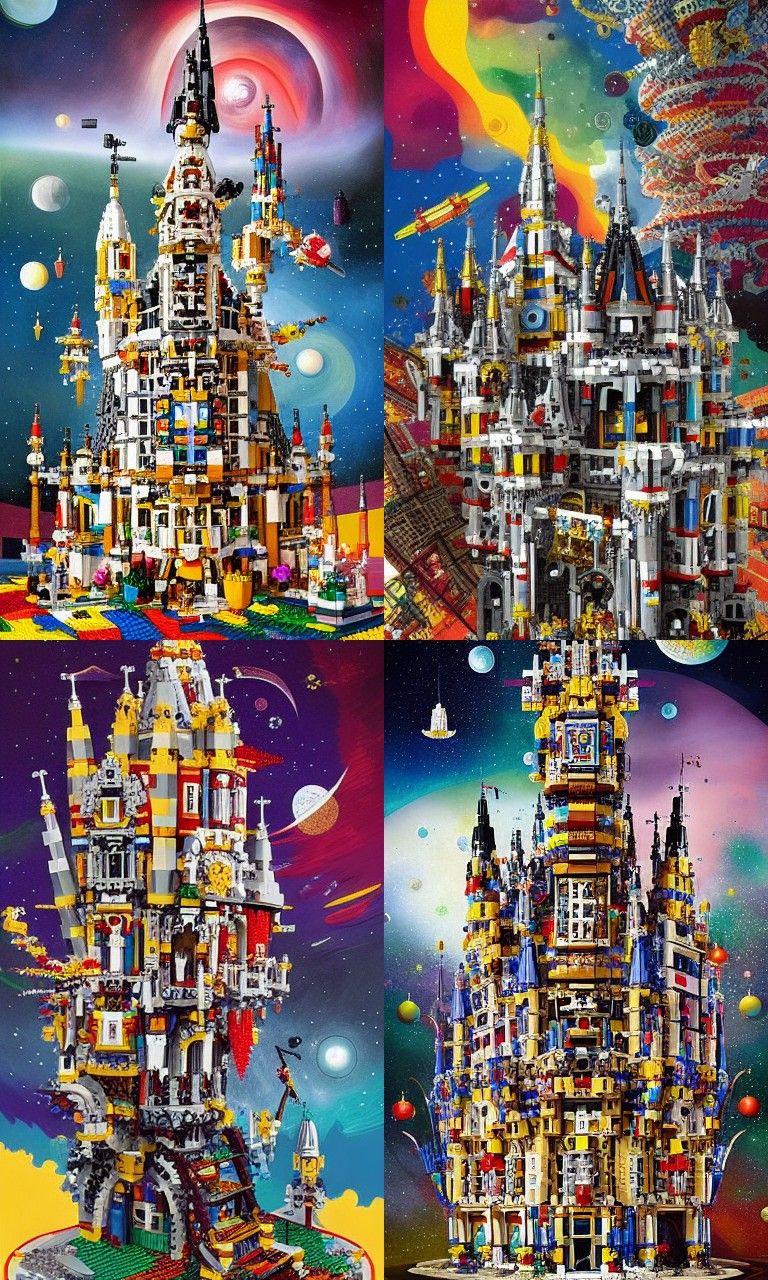 Lego Space Castle: Maximalist 3D Architectural Render