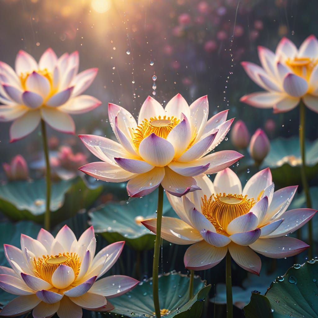 Ethereal Lotus Blooms in Soft Focus