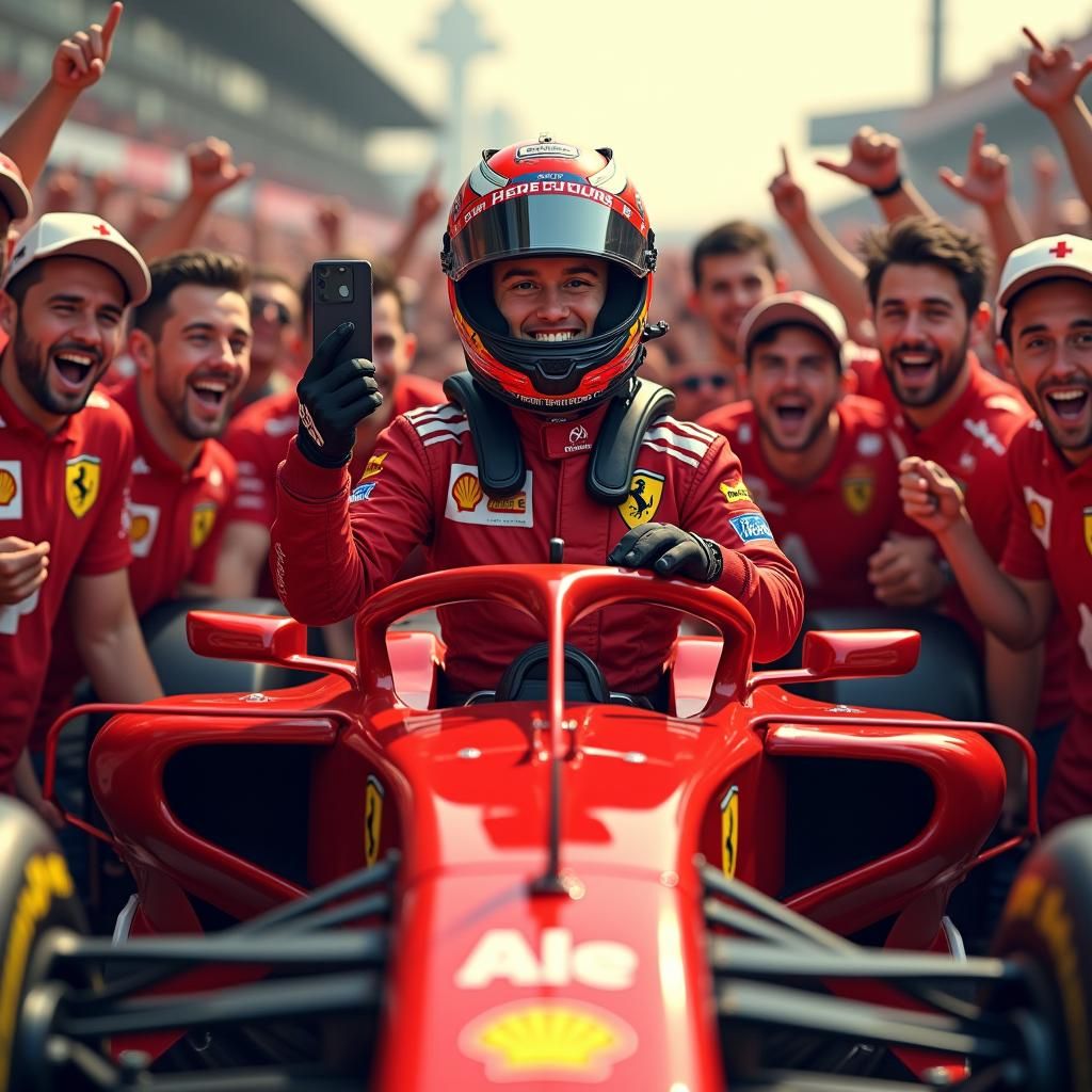 Formula 1 Driver Taking Selfies in 3D