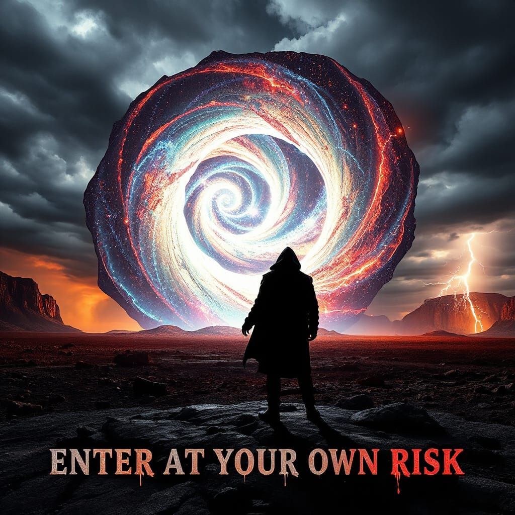 Iridescent Portal Beckons in Epic Sci-Fi Landscape