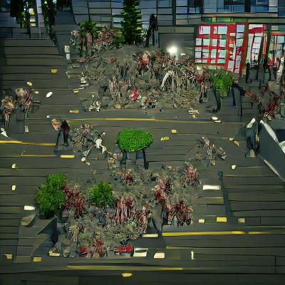 Hyper Detailed Zombie Apocalypse Scene