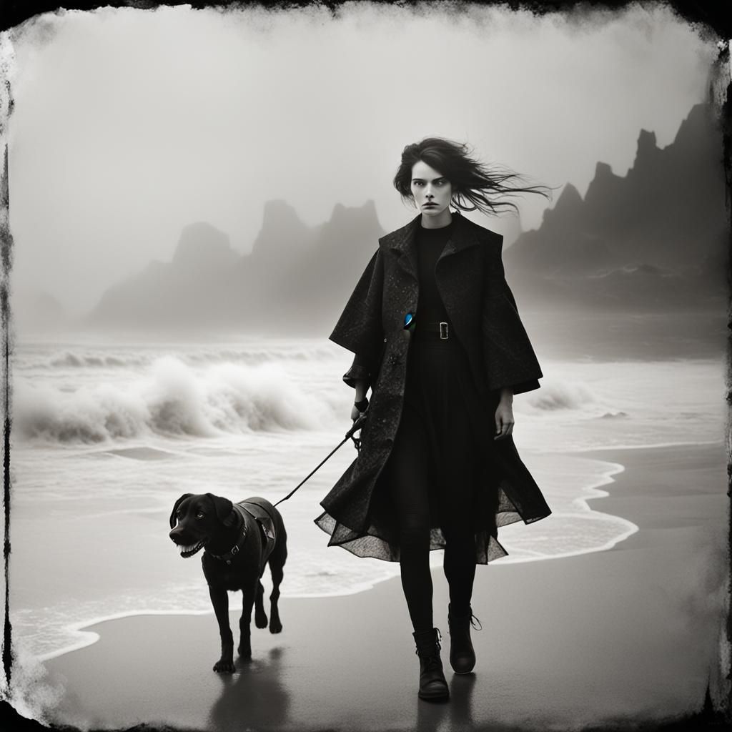 Goth Model in Debris Field, Waterhouse-Inspired